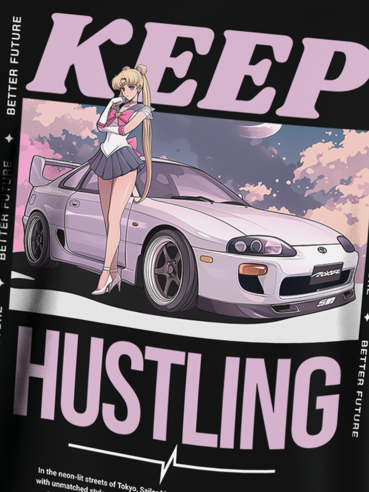 Keep Hustlin' Supra Anime Girl | T-Shirt